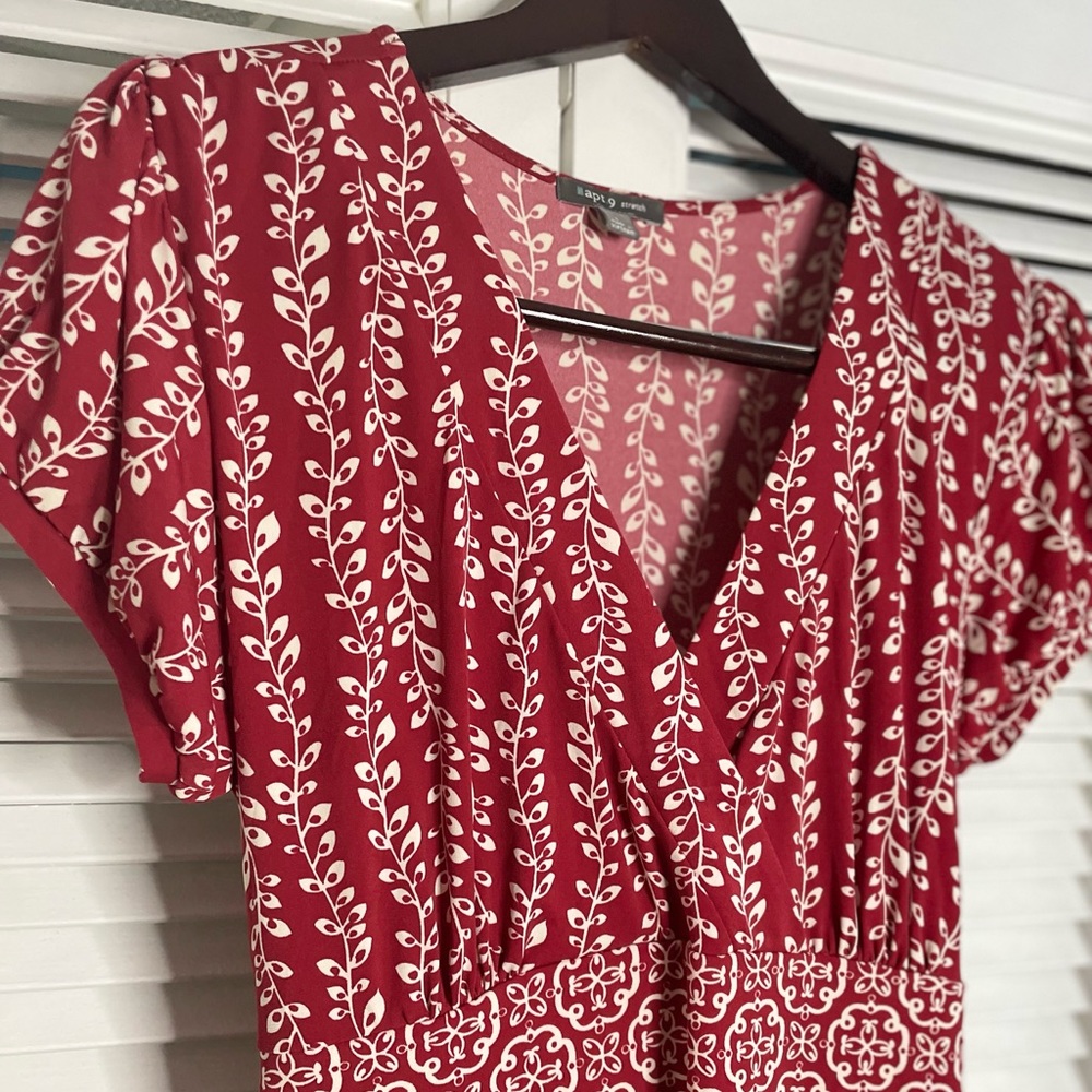 Red Midi Leafy Dress